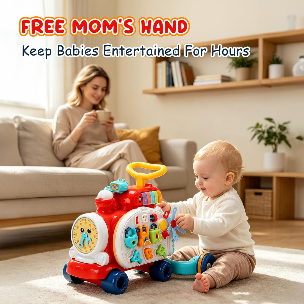 Baby Push Walker Toddler Walking Toy with Busy Board B519