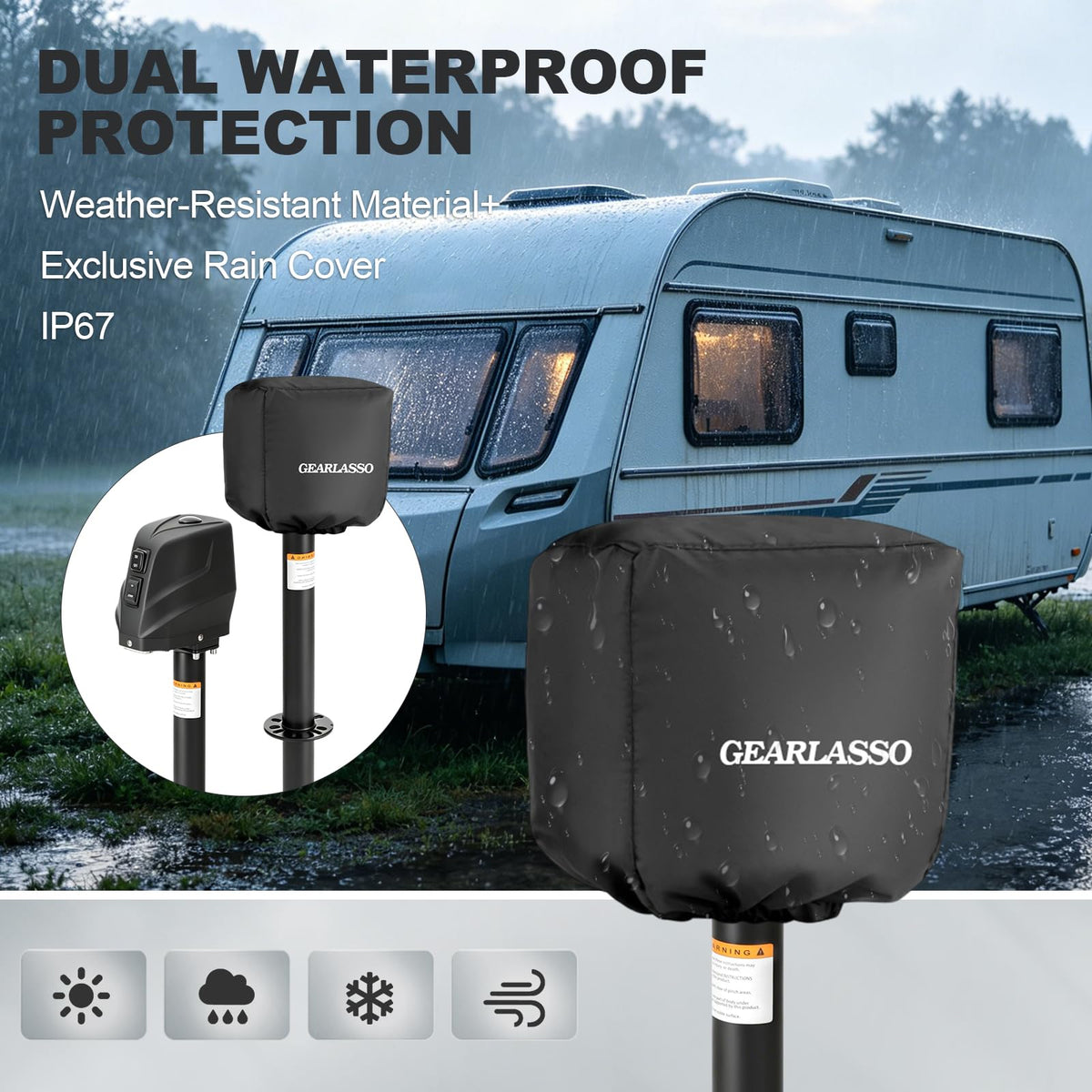 Electric Trailer Jack with Waterproof Cover & LED Light S92040