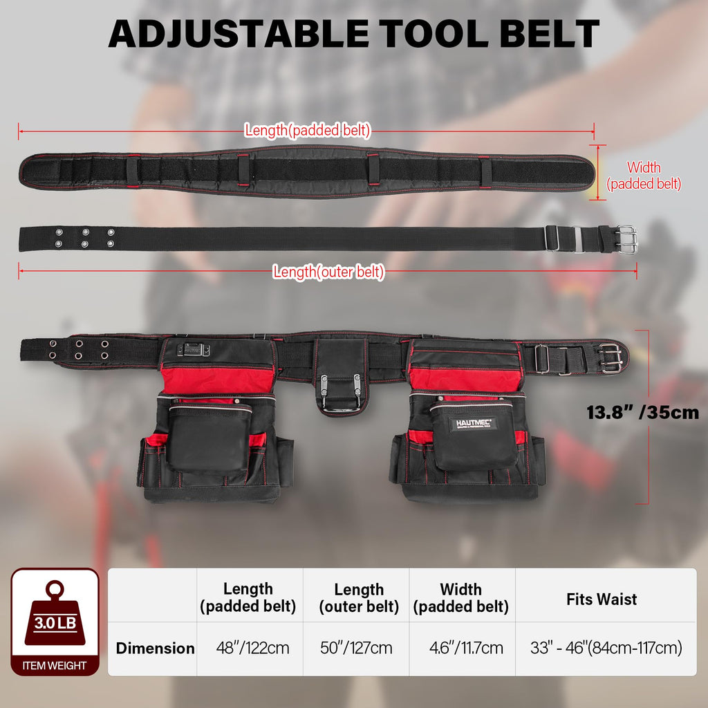 Heavy Duty 19-Pocket Tool Belt with Suspenders K120