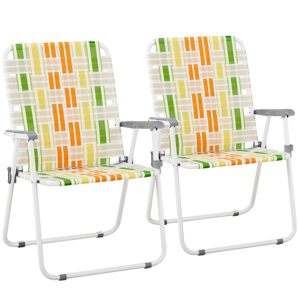 Yellow & Green Set of 2 Oversized Foldable Beach Chairs L6597