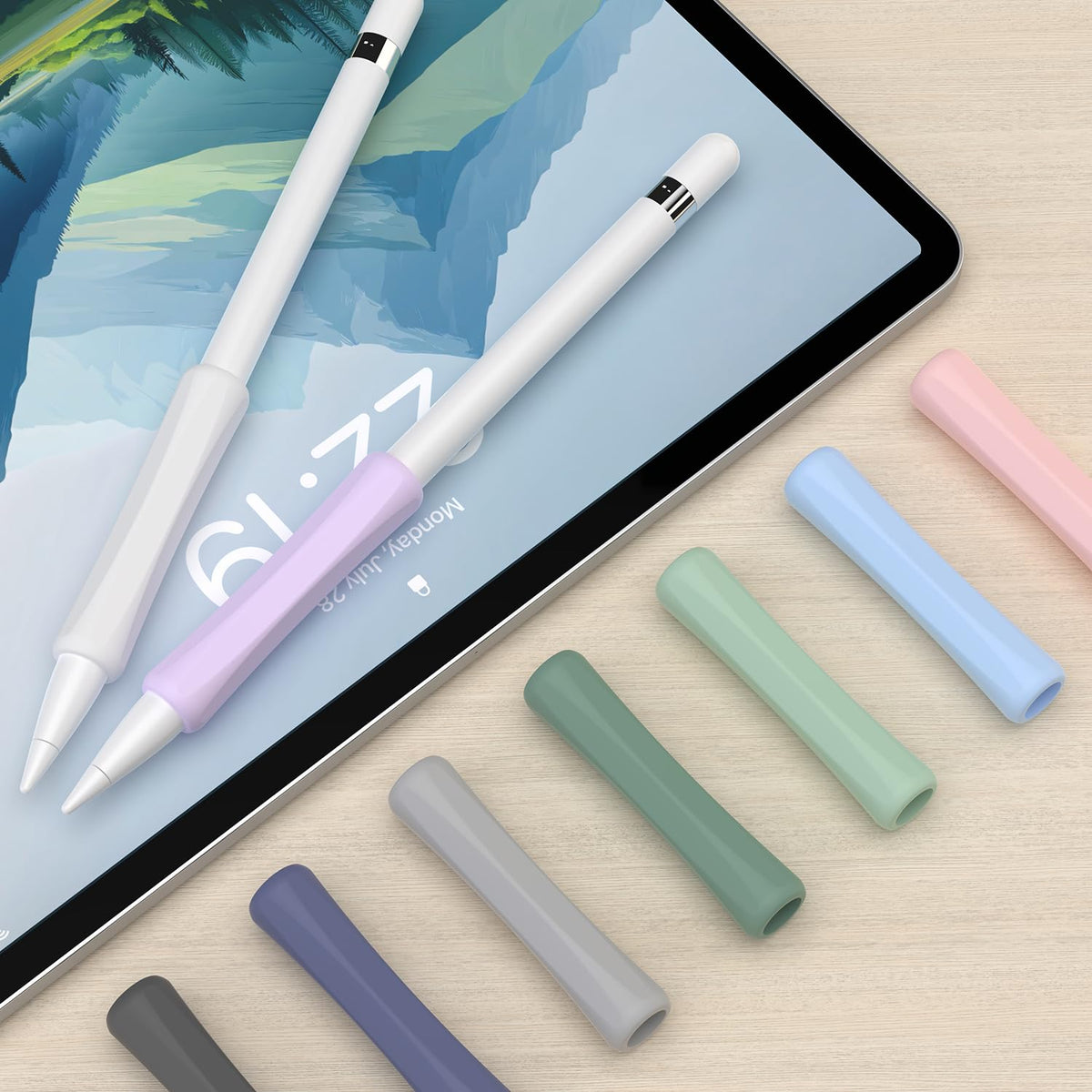 4 Pack Silicone Pencil Grips White Blue Black Q466