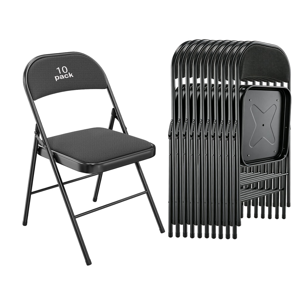 10 Pack Black Padded Folding Chairs U319