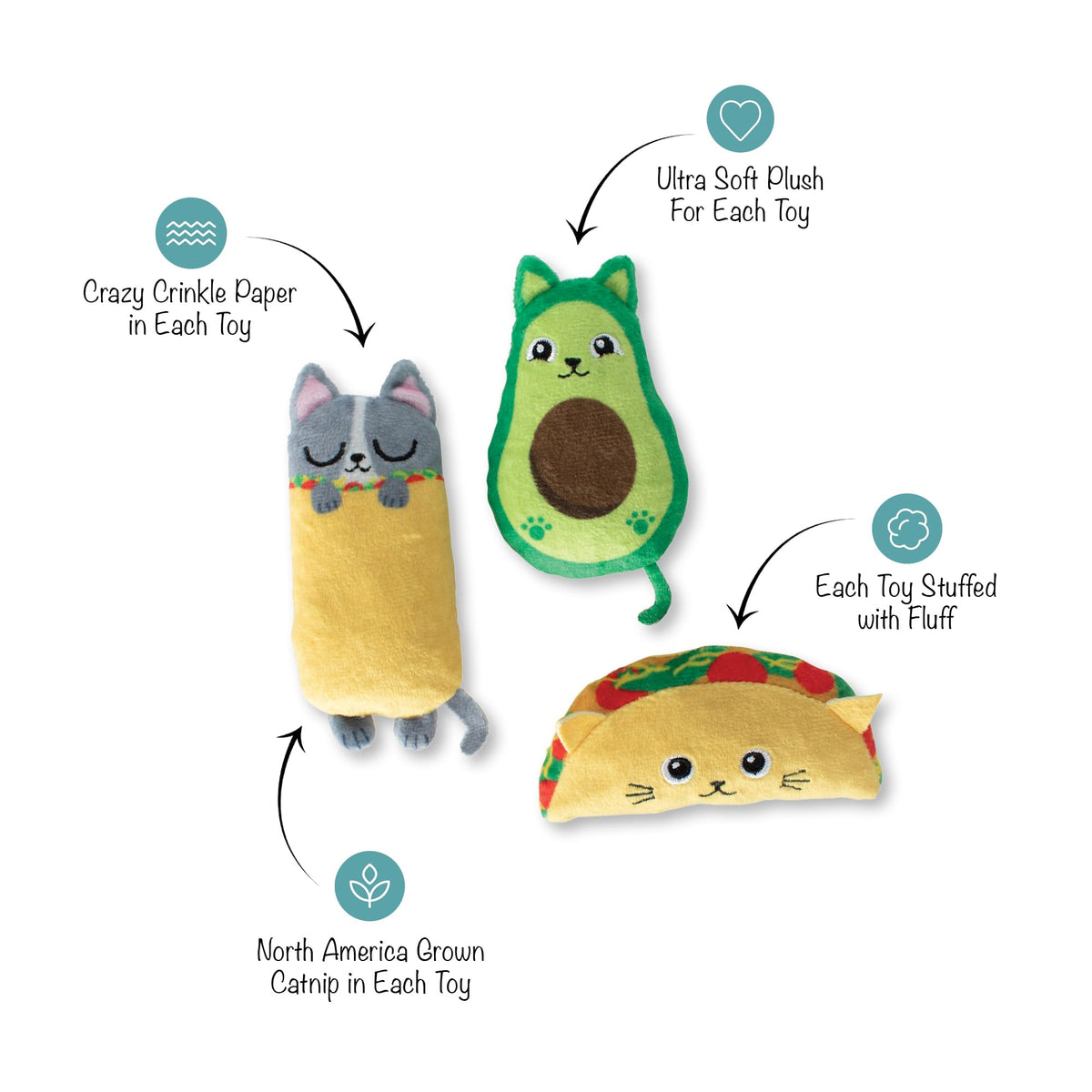 Plush Cat Toy 3 Piece Set M978