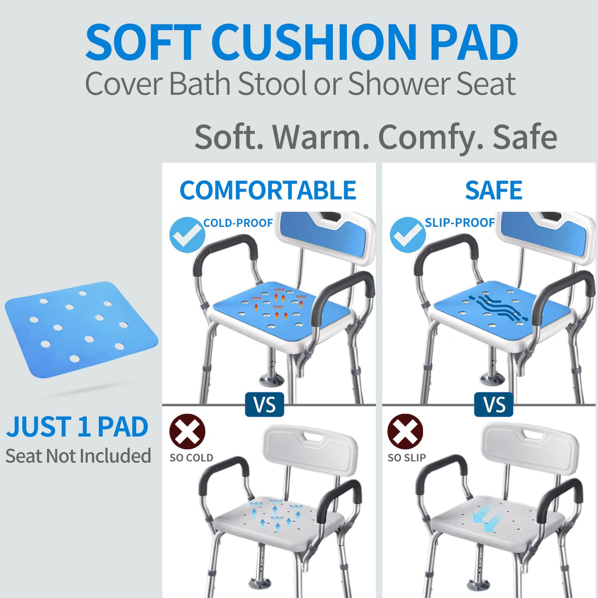 Waterproof Non Slip Soft Foam Shower Bench Cushion K8380