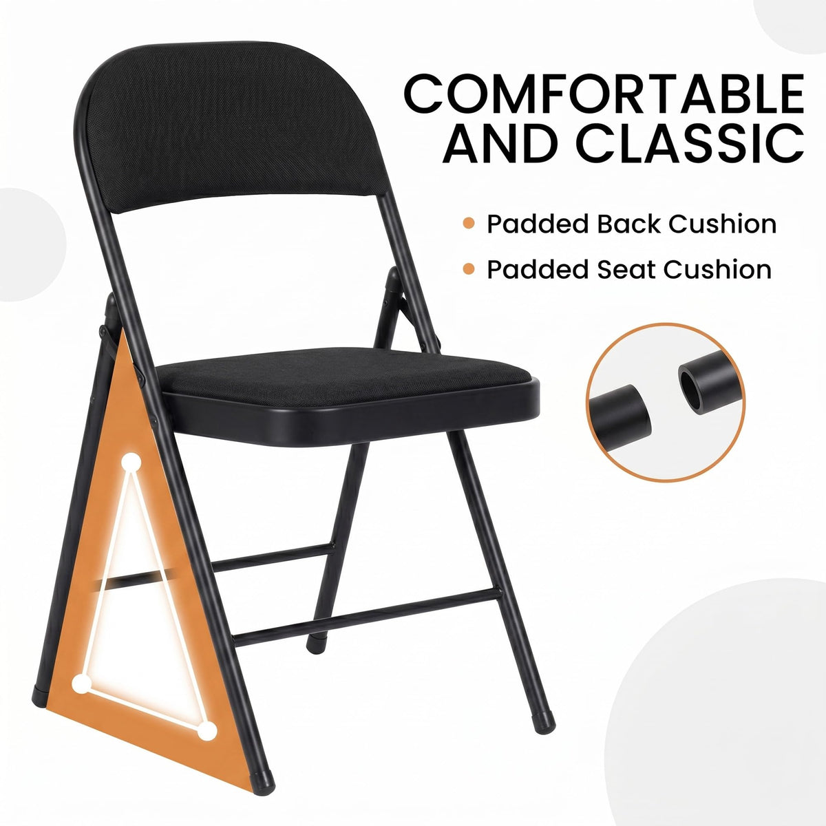 10 Pack Black Padded Folding Chairs U319