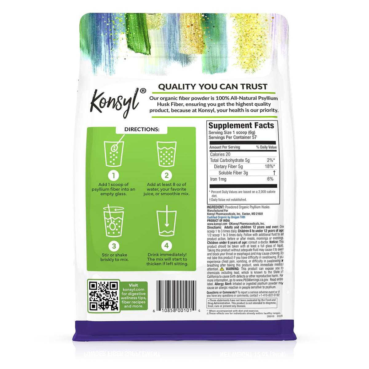 Organic Psyllium Husk Powder 12oz Unflavored Fiber Supplement Q882833