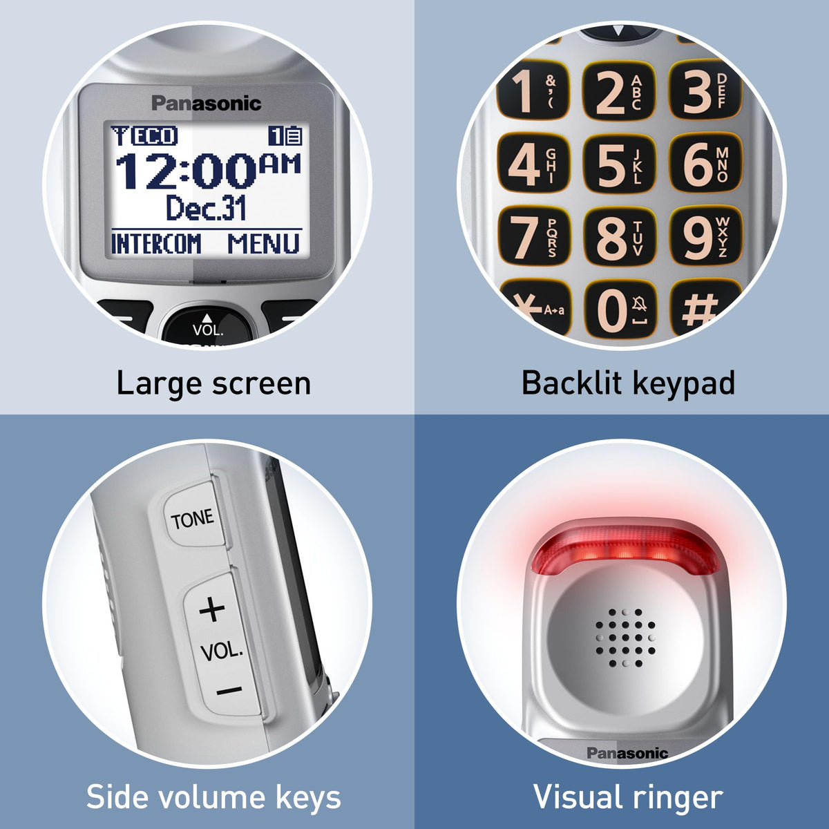 Amplified Cordless Phone with Slow Talk and Hearing Aid Compatibility A8805