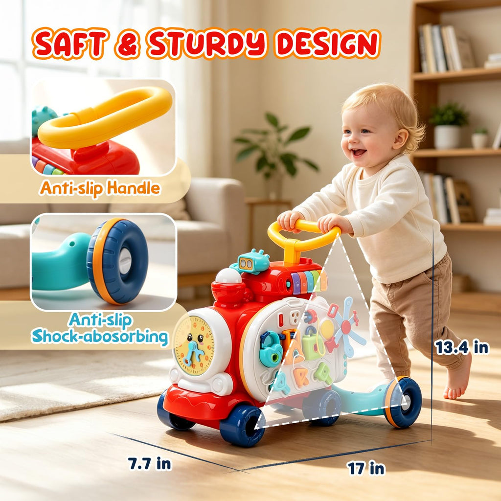 Baby Push Walker Toddler Walking Toy with Busy Board B519