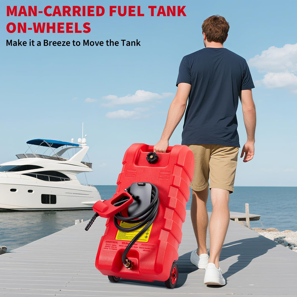 15 gal Gas Can with Manual Transfer Pump & 10 ft Hose H202382