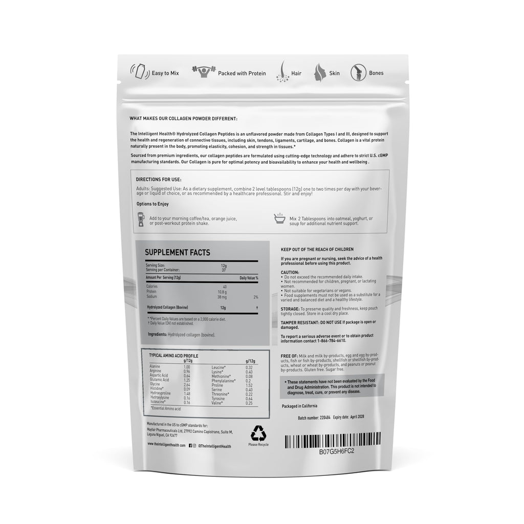 Collagen Peptides Powder, Hydrolyzed Type I & III, 45 Servings W2776