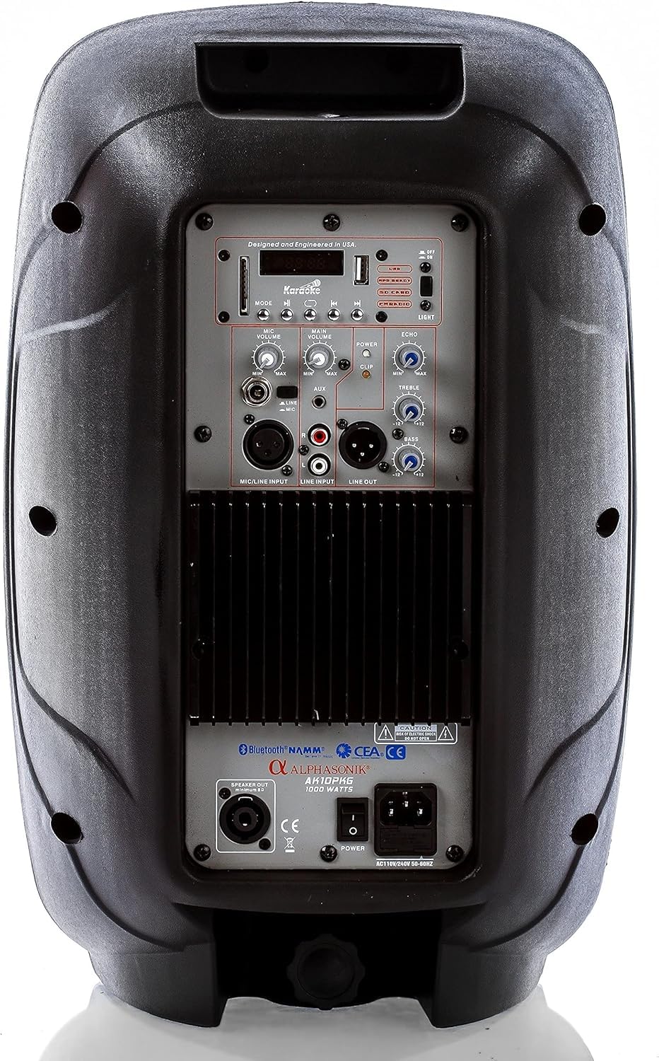 10" Powered 1000W DJ Speakers with Bluetooth USB SD Card AUX MP3 FM Radio PA System LED Lights Karaoke Mic C370
