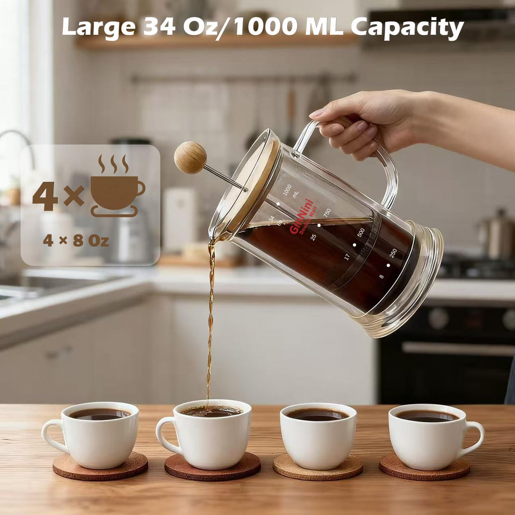 34oz Double-Wall Glass French Press O885210
