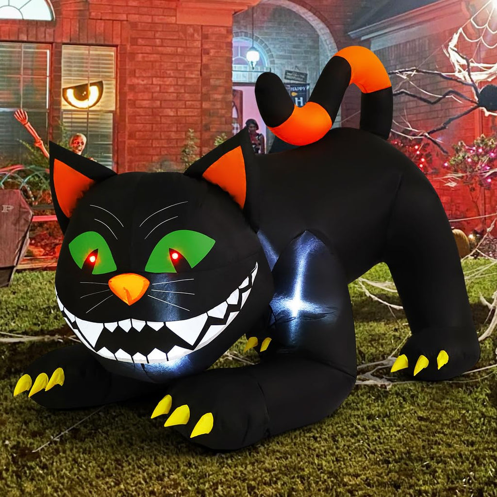 6 FT Halloween Inflatables Black Cat with Moving Head and Built-in LEDs N47251