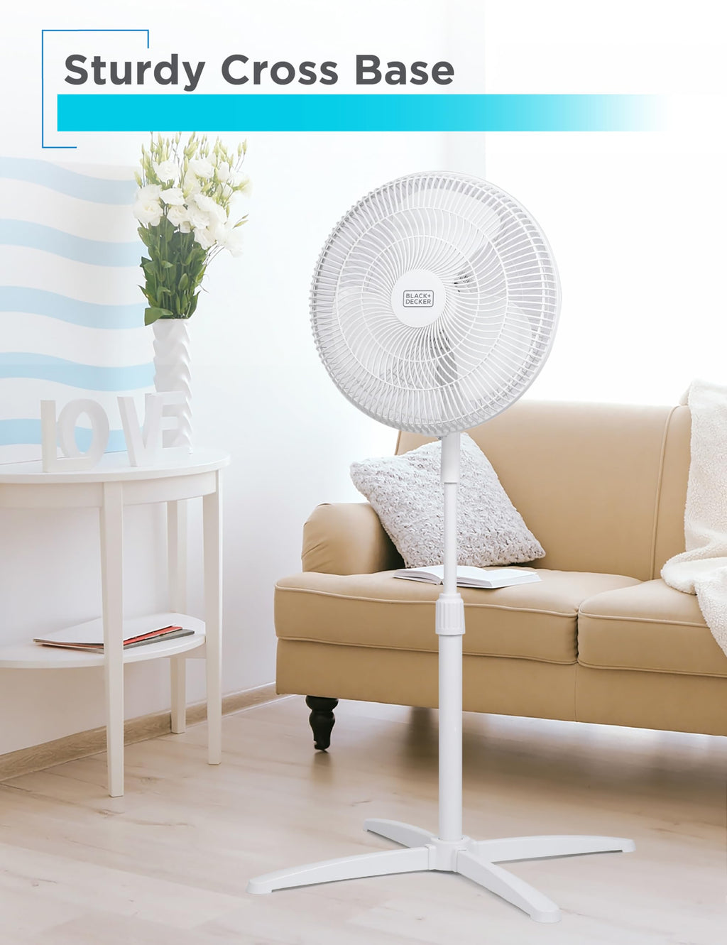 16-Inch Oscillating Pedestal Fan, 3 Speeds, White A484
