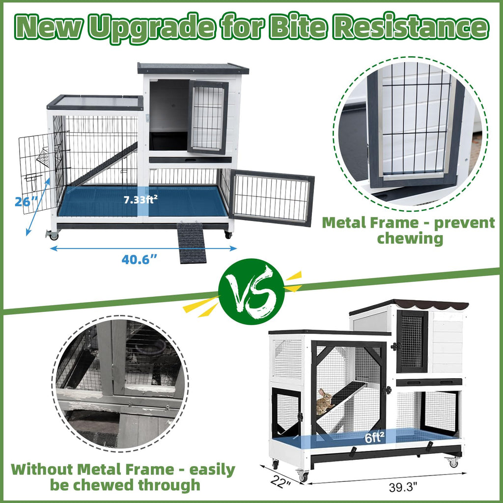 White Indoor Outdoor Rabbit Hutch with Tray A294