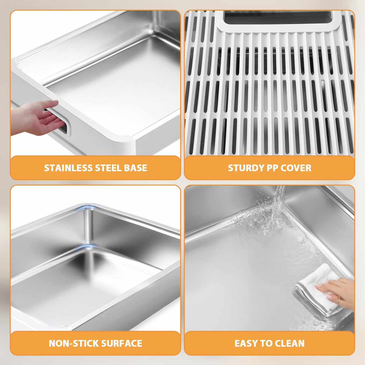 XL Stainless Steel Cat Litter Box with Drawer V6200