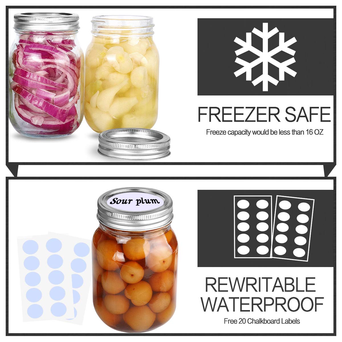 16oz Regular Mouth Mason Jars 18 Pack V4634