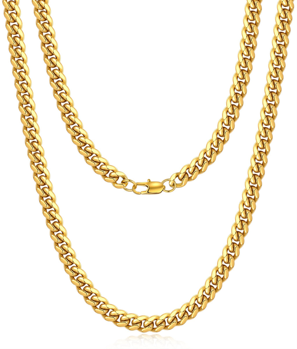 Cuban Link Chain 4mm 6mm 10mm 18K Gold Plated 316L Stainless Steel Necklace G204897