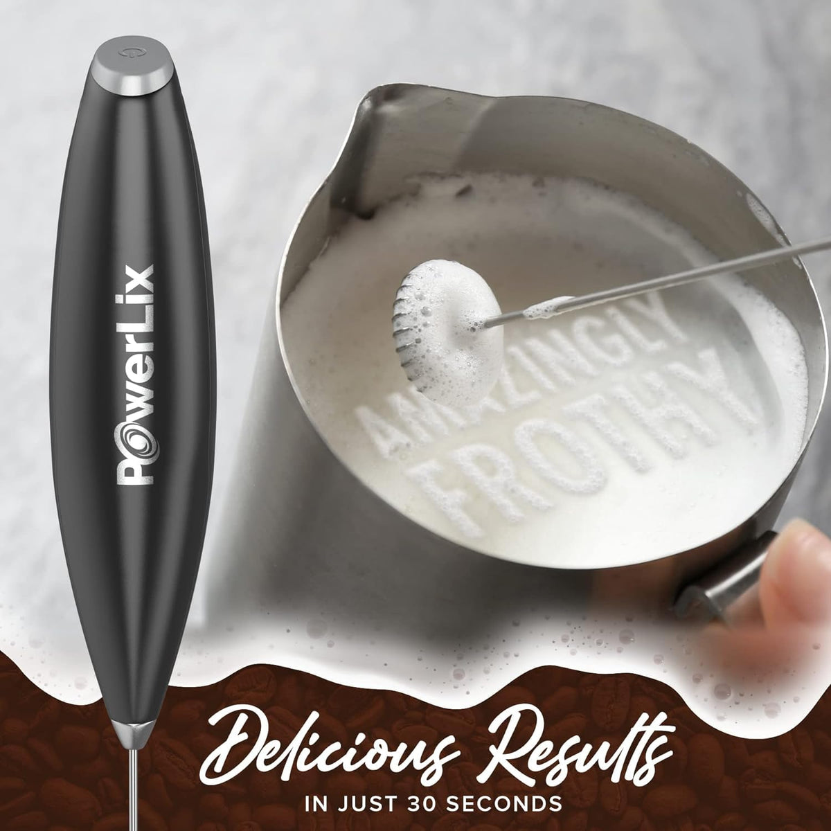 Handheld Battery Operated Electric Whisk Frother With Stand F5437