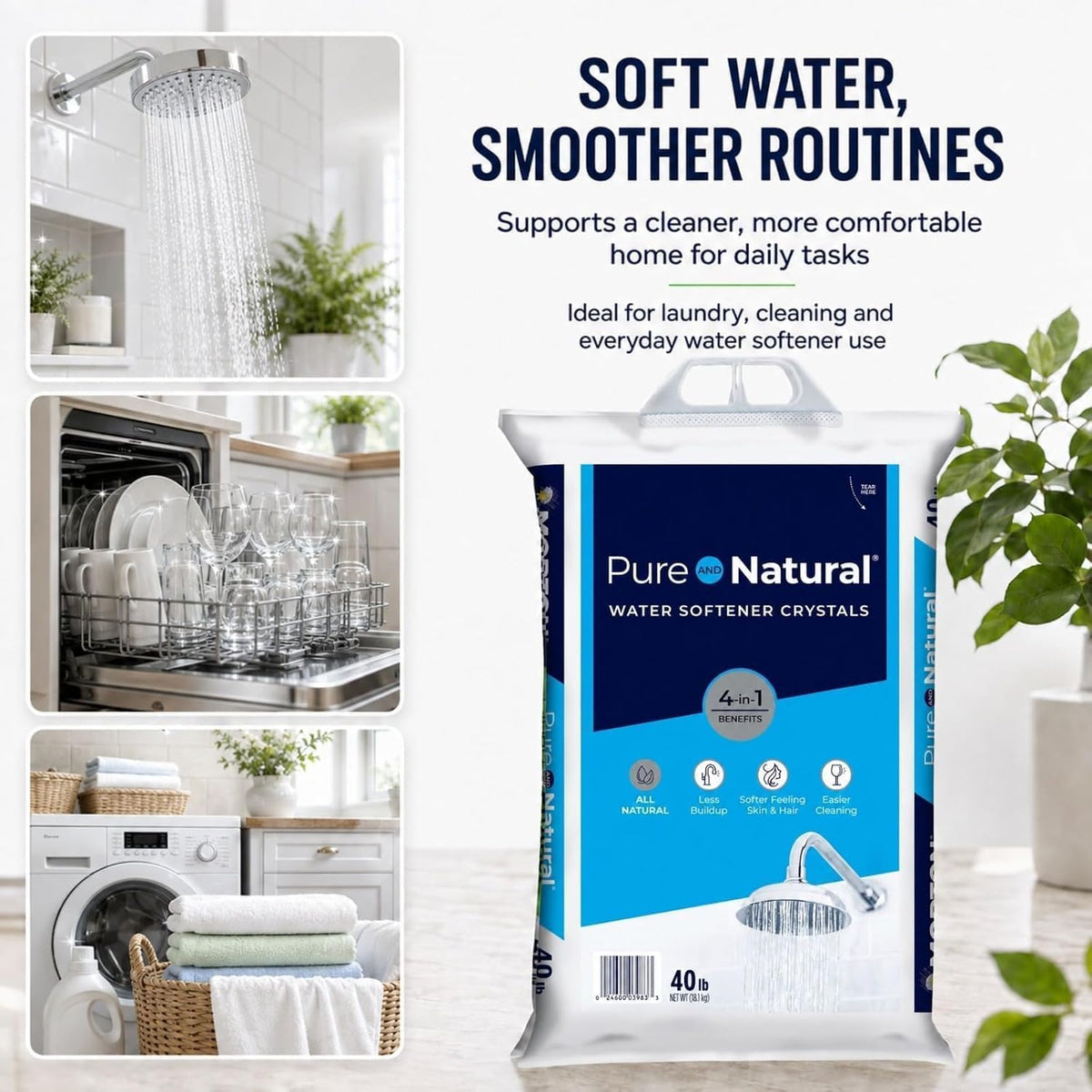 40 lb Pure Natural Salt Crystals Pack of 2 V6346