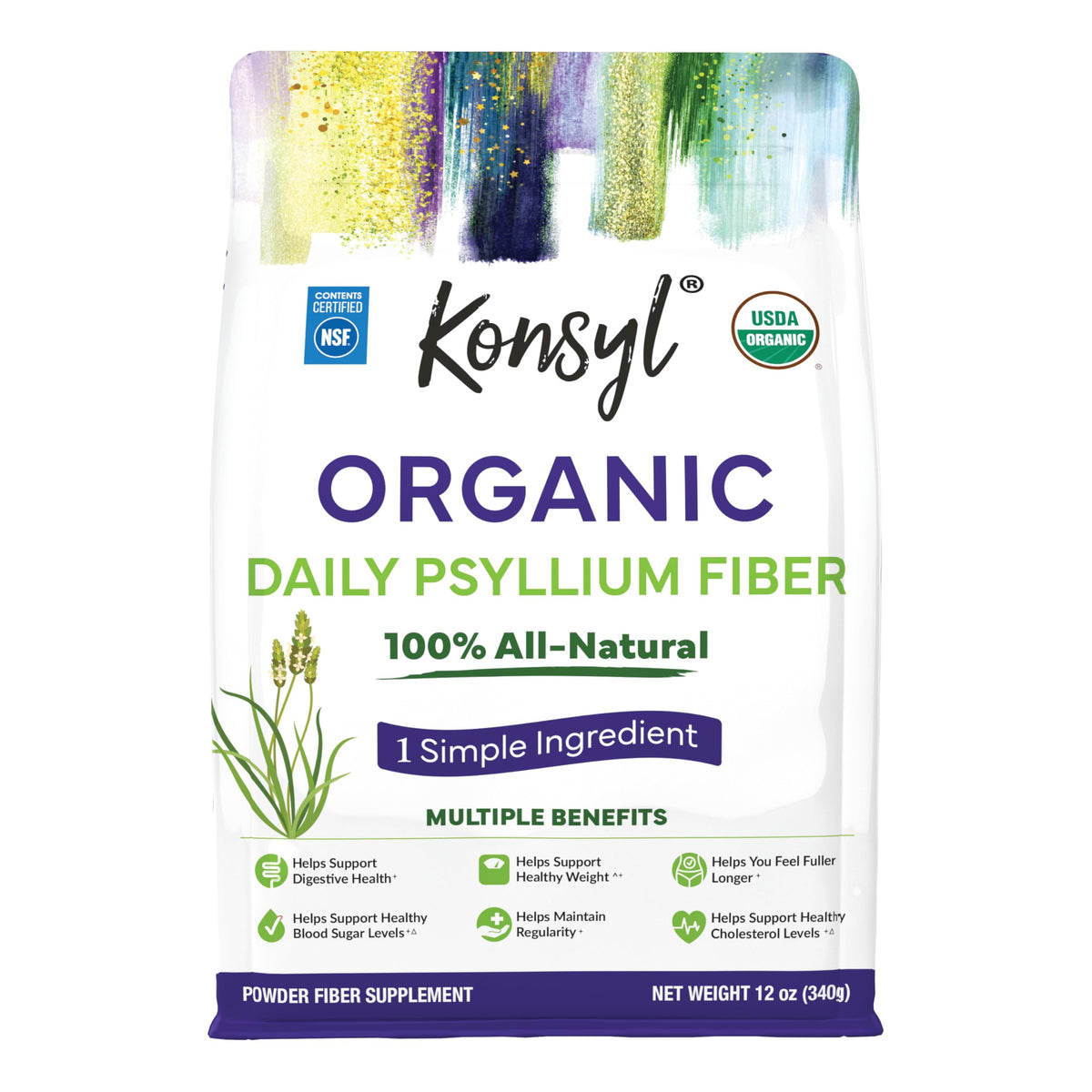 Organic Psyllium Husk Powder 12oz Unflavored Fiber Supplement Q882833