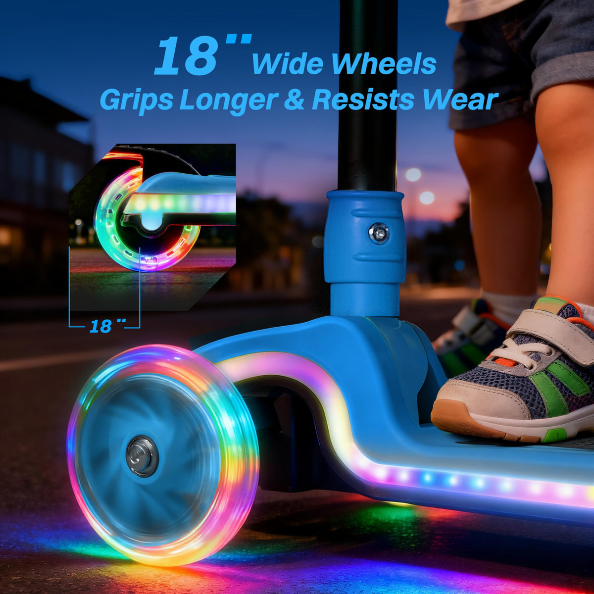 Light-Up 3 Wheel Kids Scooter with LED Lights W740791
