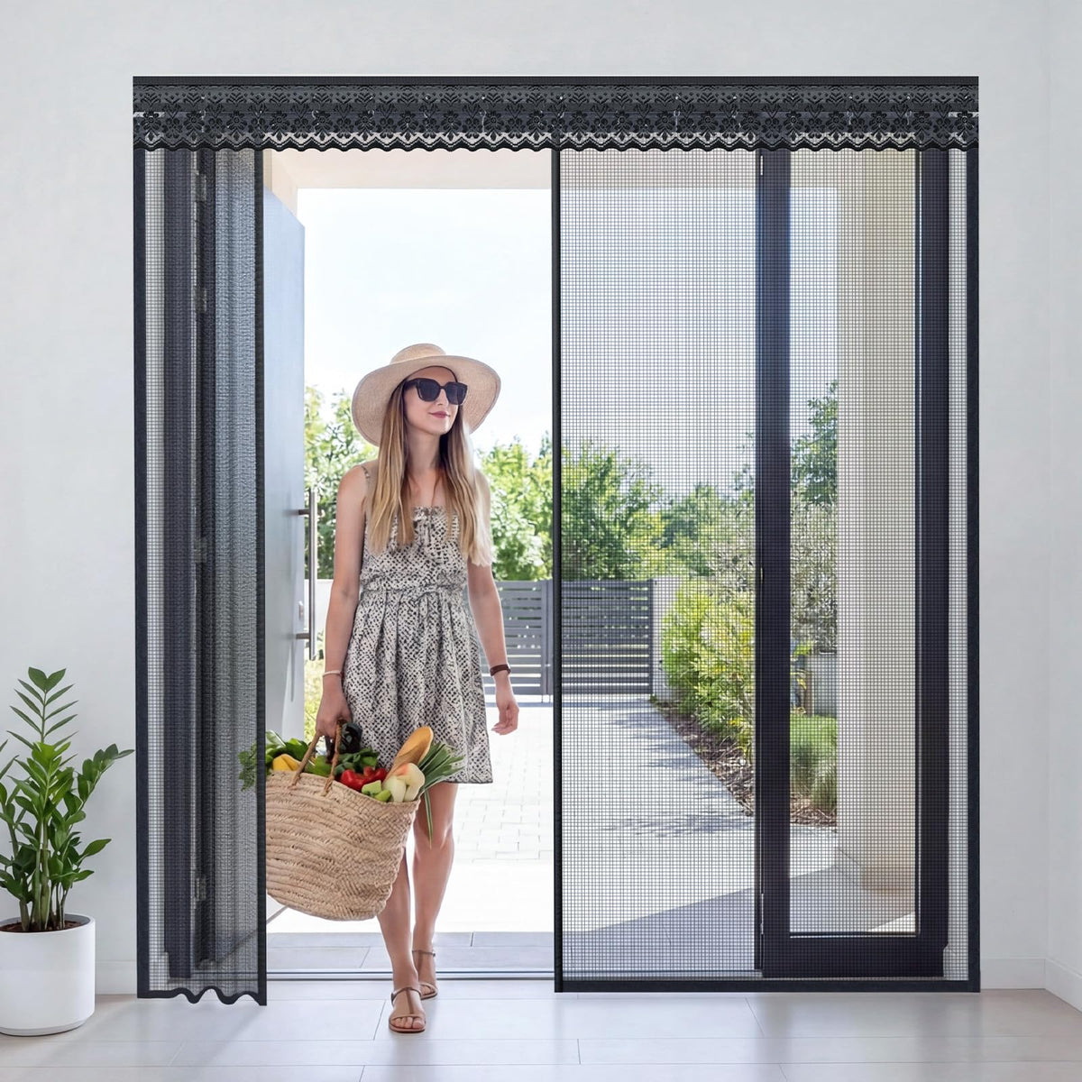 72x80 Inch Retractable Magnetic Screen Door H9198