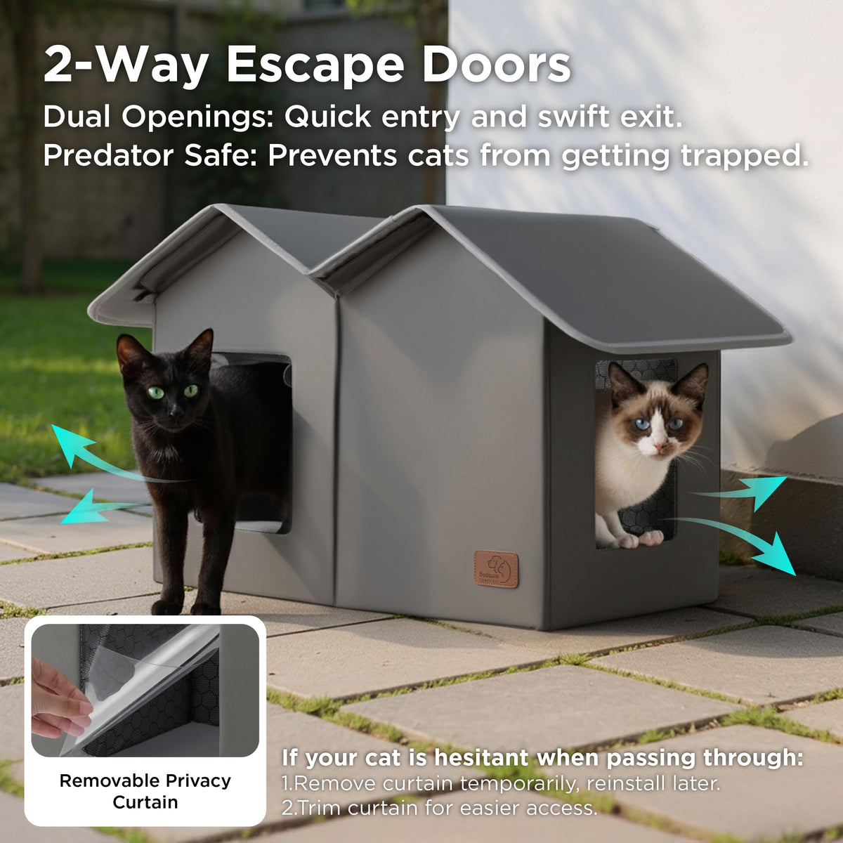 Weatherproof Outdoor Cat House with Raised Base N639