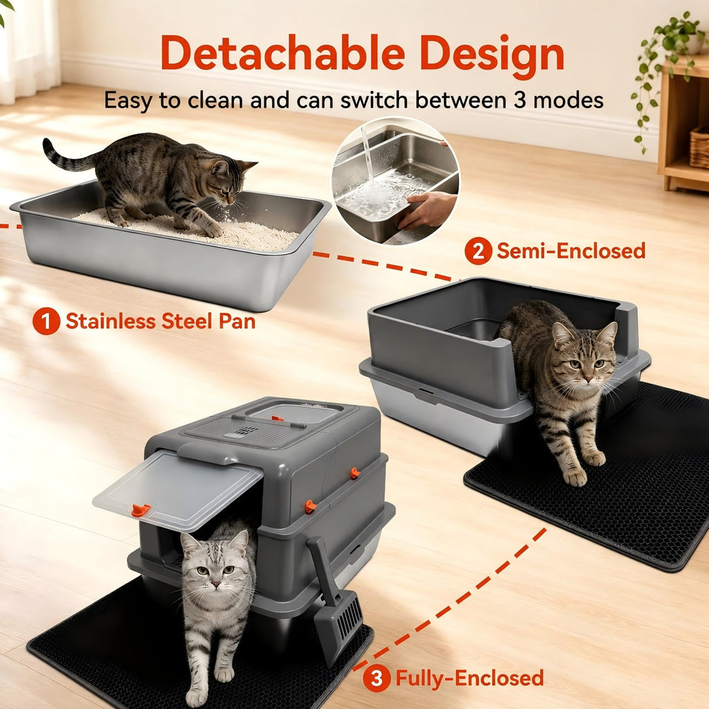 2 Pack XXXL Stainless Steel Litter Box with Lid Q1224