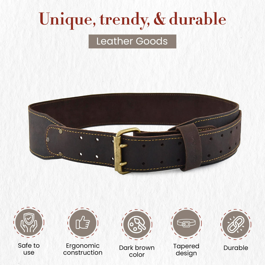3" Wide Full-Grain Oiled Leather Work Belt V663893
