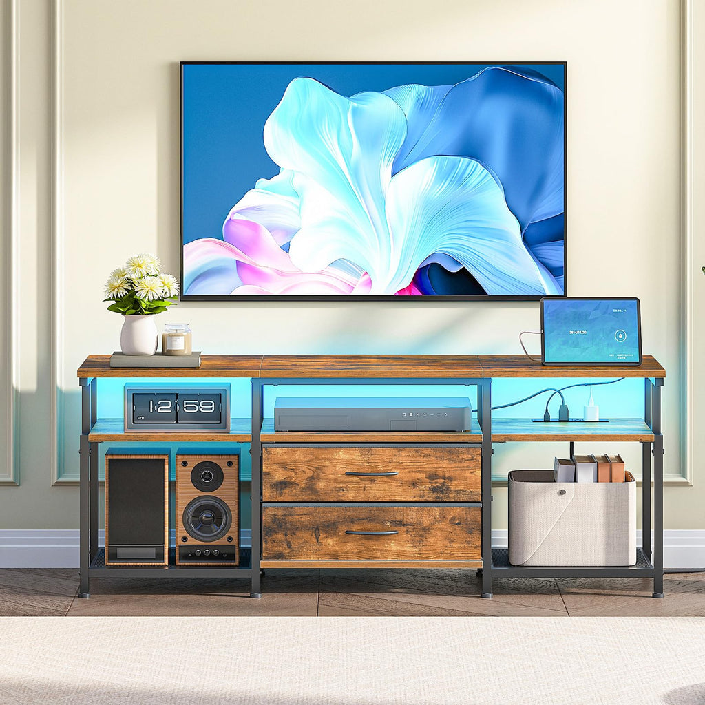 TV Stand with Power Outlet and LED Light U53931