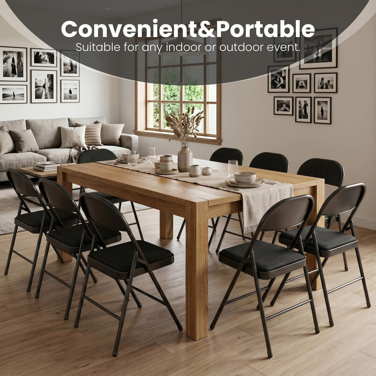 10 Pack Black Padded Folding Chairs U319
