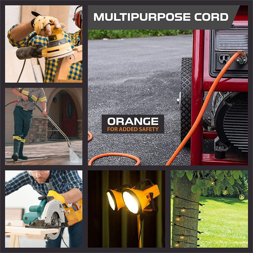 10 Gauge Heavy Duty Extension Cord 100 Ft Orange SJTW Z45588