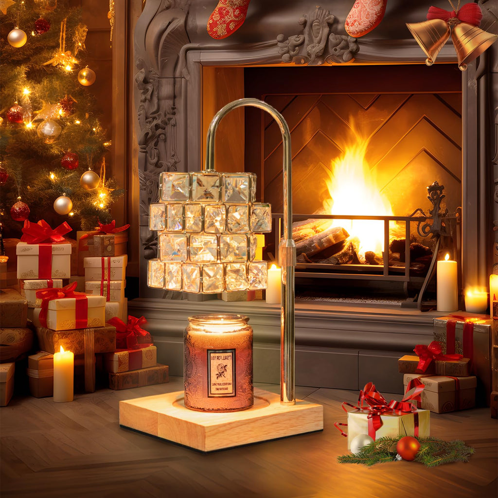 Candle Warmer Lamp with 2 Bulbs, Adjustable Dimmable Amber Glass W49730