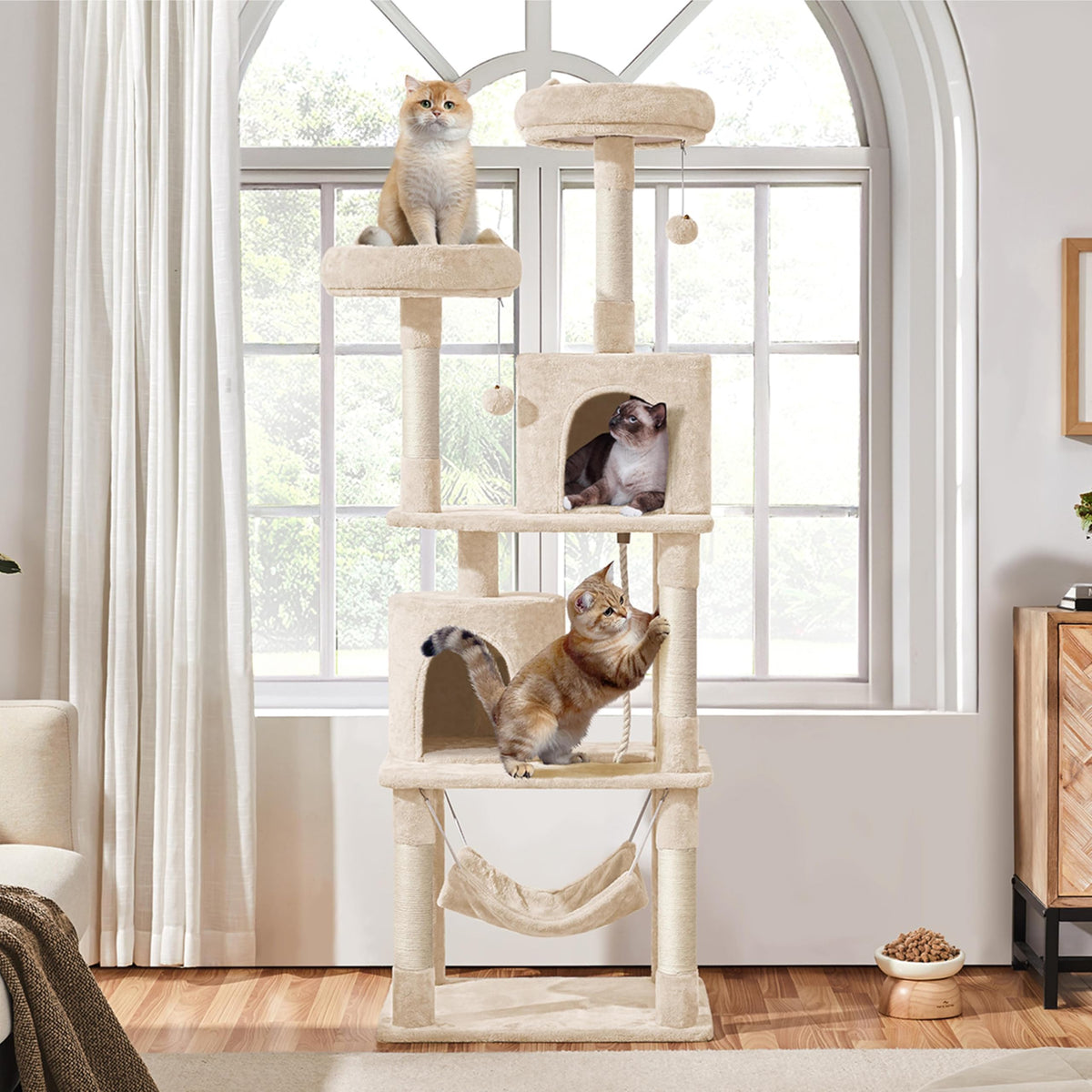 Beige 70.5in Multi-Level Cat Tree W5246