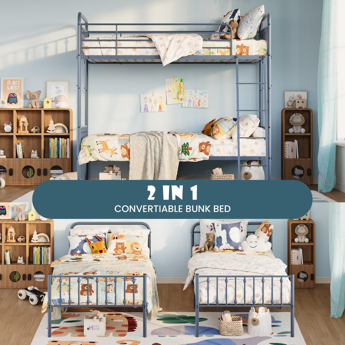 Twin Over Twin Convertible Bunk Bed N3932