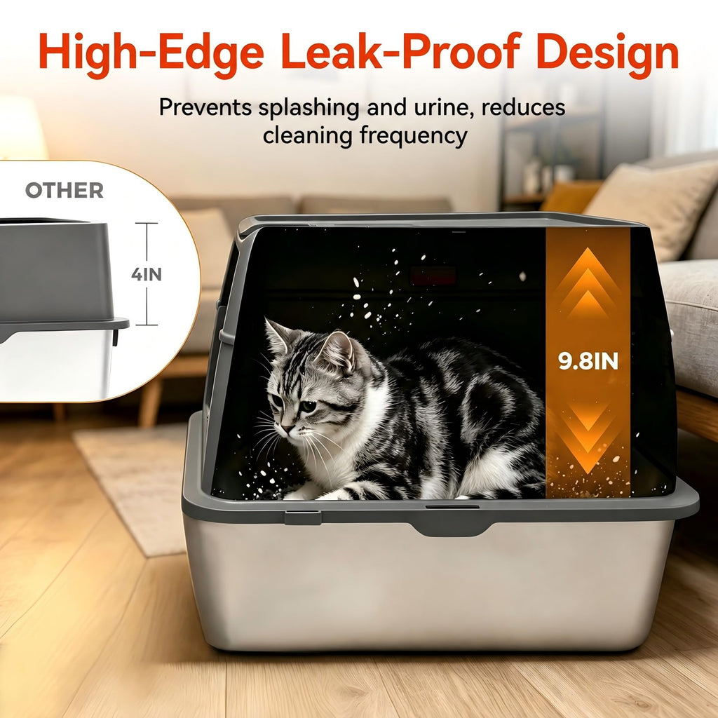 2 Pack XXXL Stainless Steel Litter Box with Lid Q1224