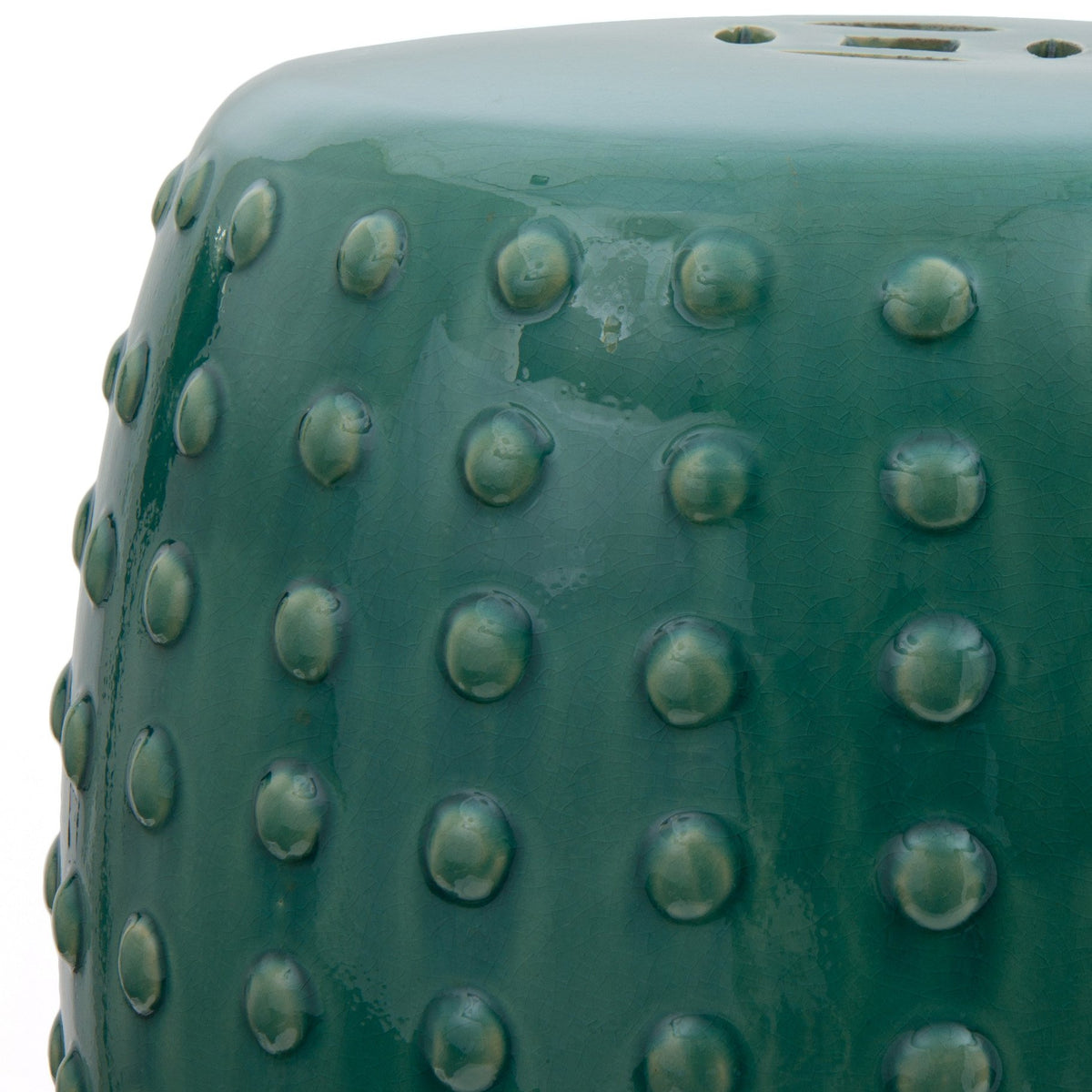 18" Blue-Green Porcelain Garden Stool O160222
