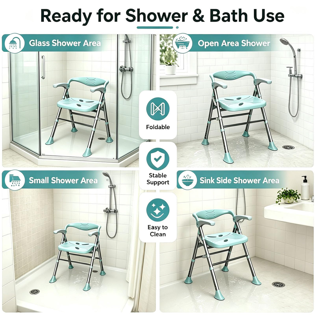Heavy Duty Shower Chair with Arms and Back P18122
