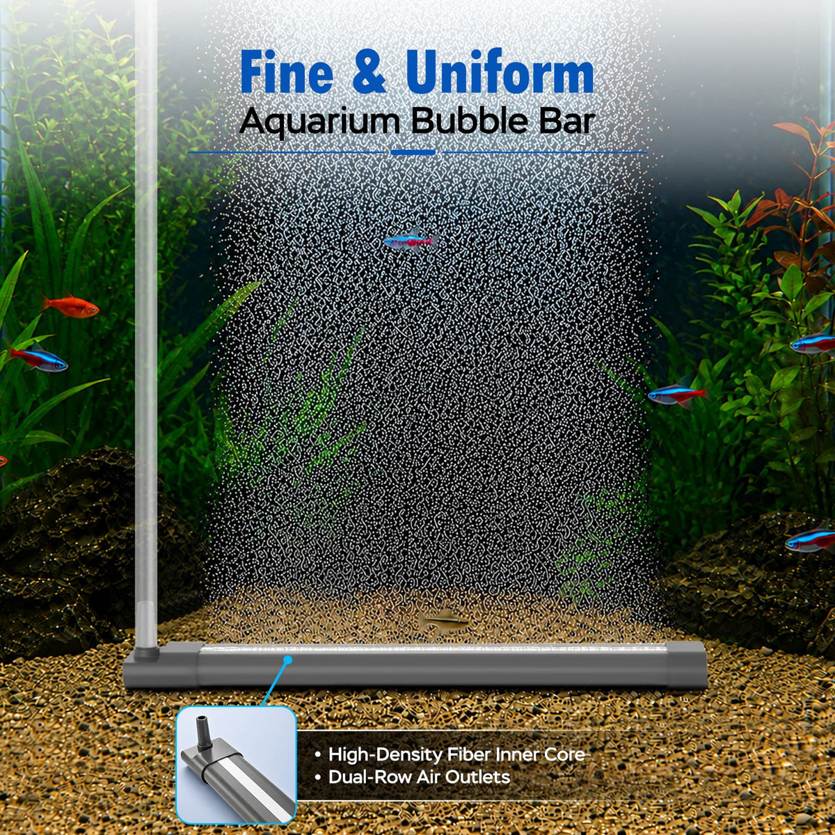 Aquarium Air Bubble Strip, Fine Bubble Wall Air Stone Bar (6.3 Inch) K835185