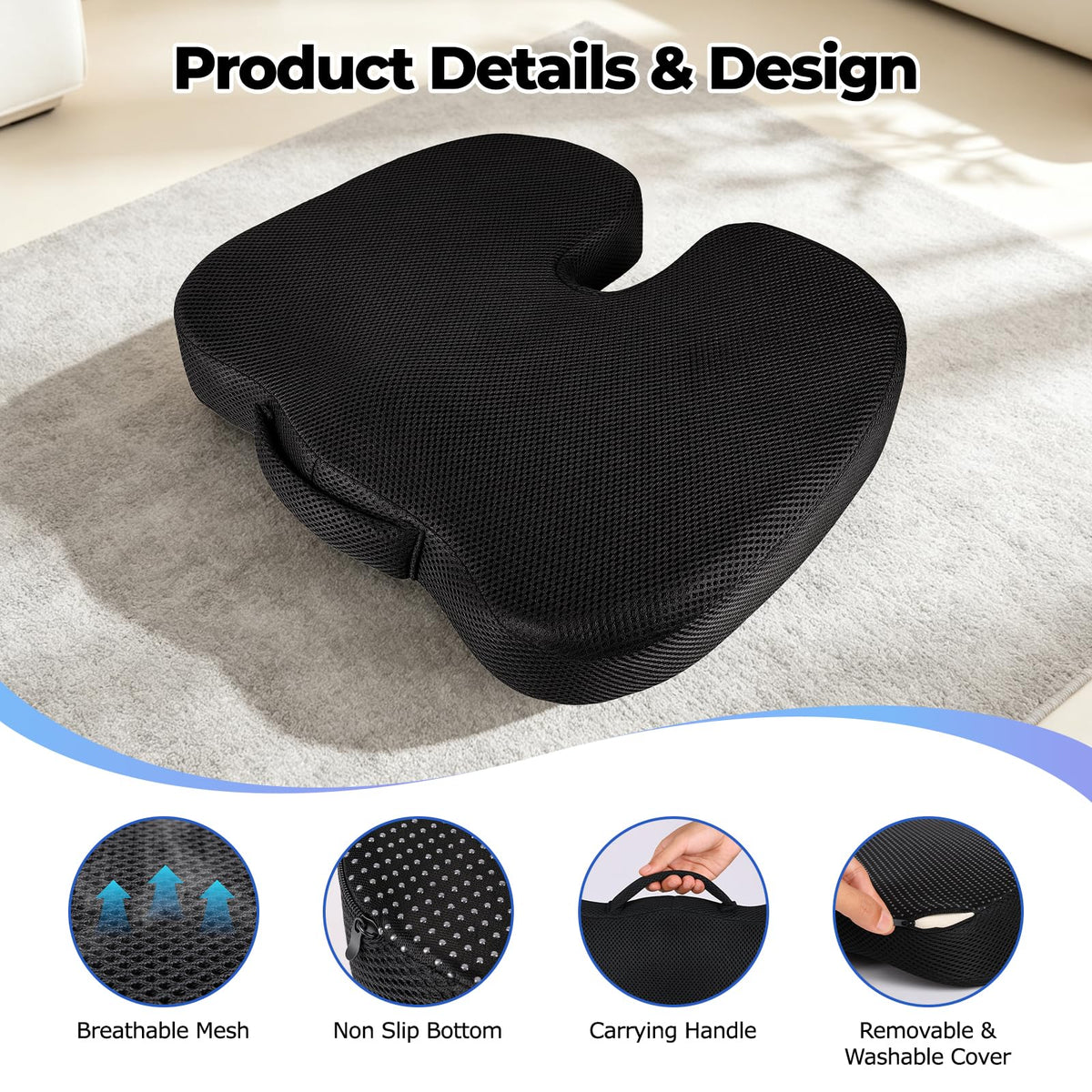 Breathable Mesh 18x14x3 inches Stadium Seat Cushions W990998