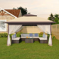 12x12FT Pop Up Gazebo with Mosquito Netting, Khaki & Coffee X7558