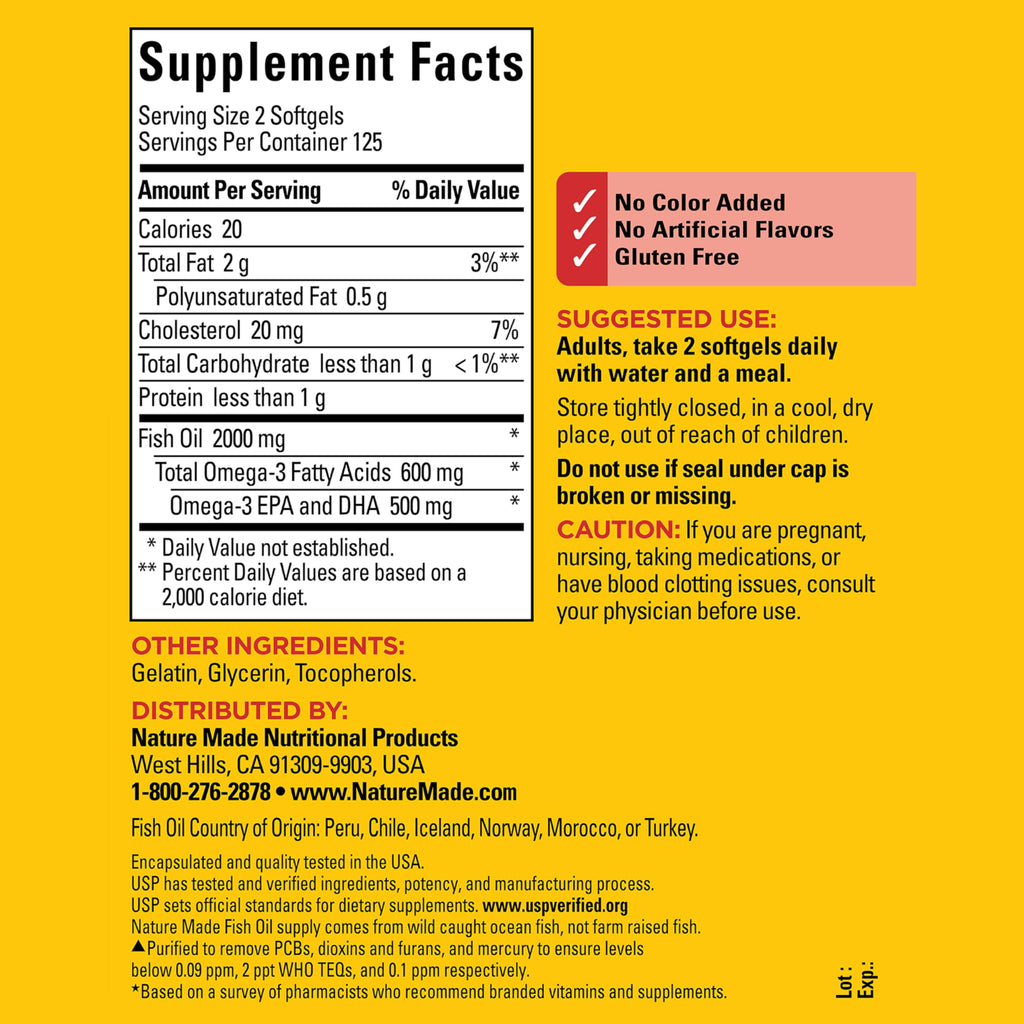 Fish Oil Omega 3 Supplements 1000mg Softgels R139394