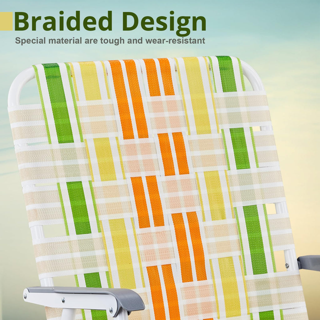 Yellow & Green Set of 2 Oversized Foldable Beach Chairs L6597