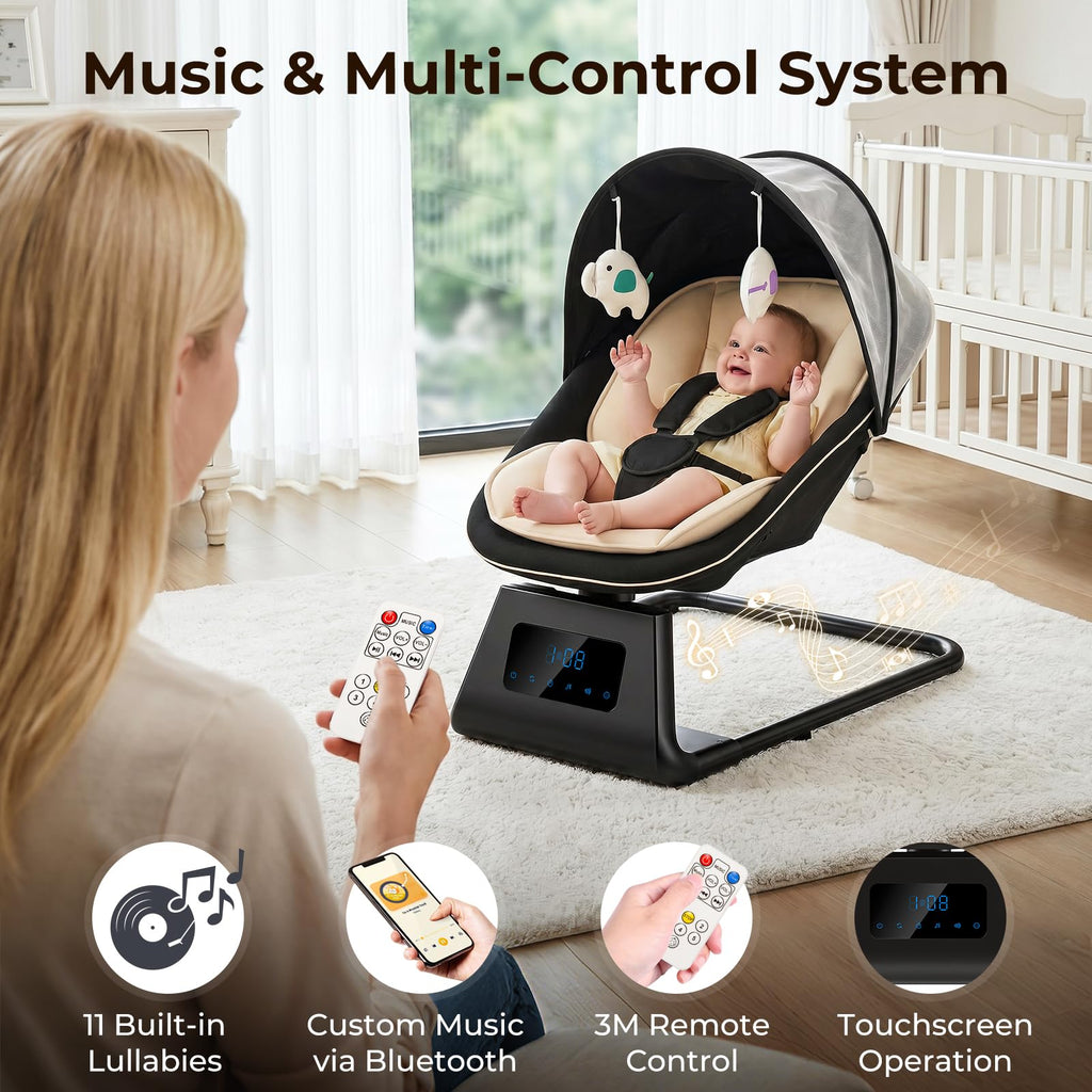 7 in 1 Pack and Play with Bassinet and Changing Station, Portable Electric Baby Swing G50508