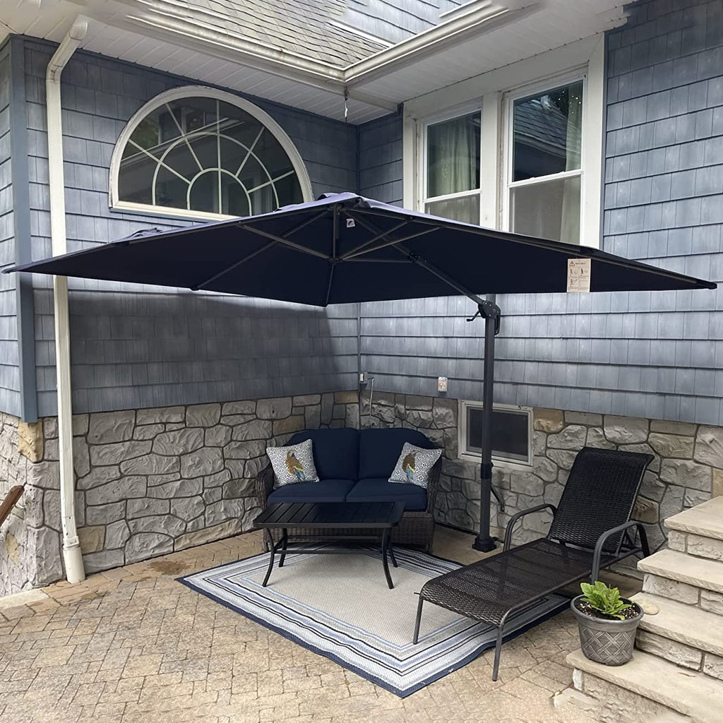 Navy Rectangle Patio Umbrella A6074
