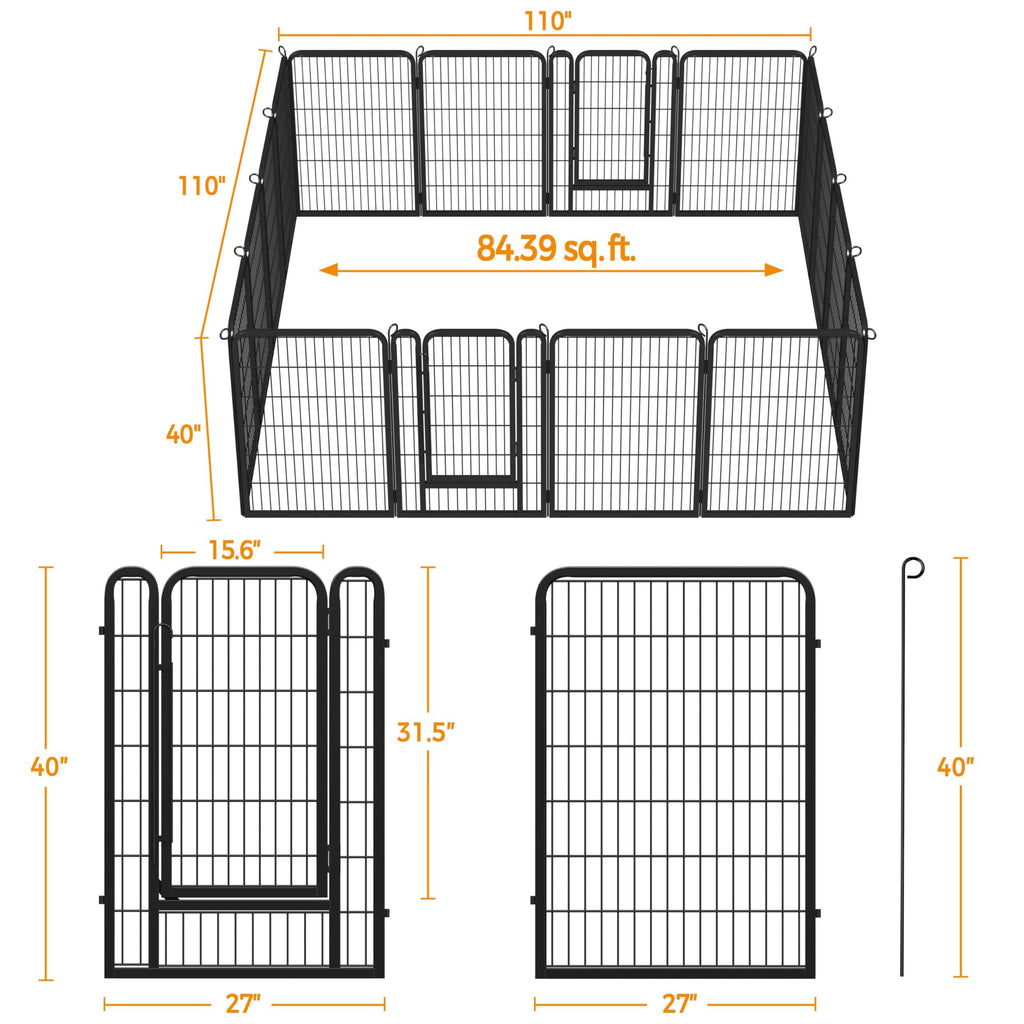 40 Inch 16 Panels Dog Playpen M703316