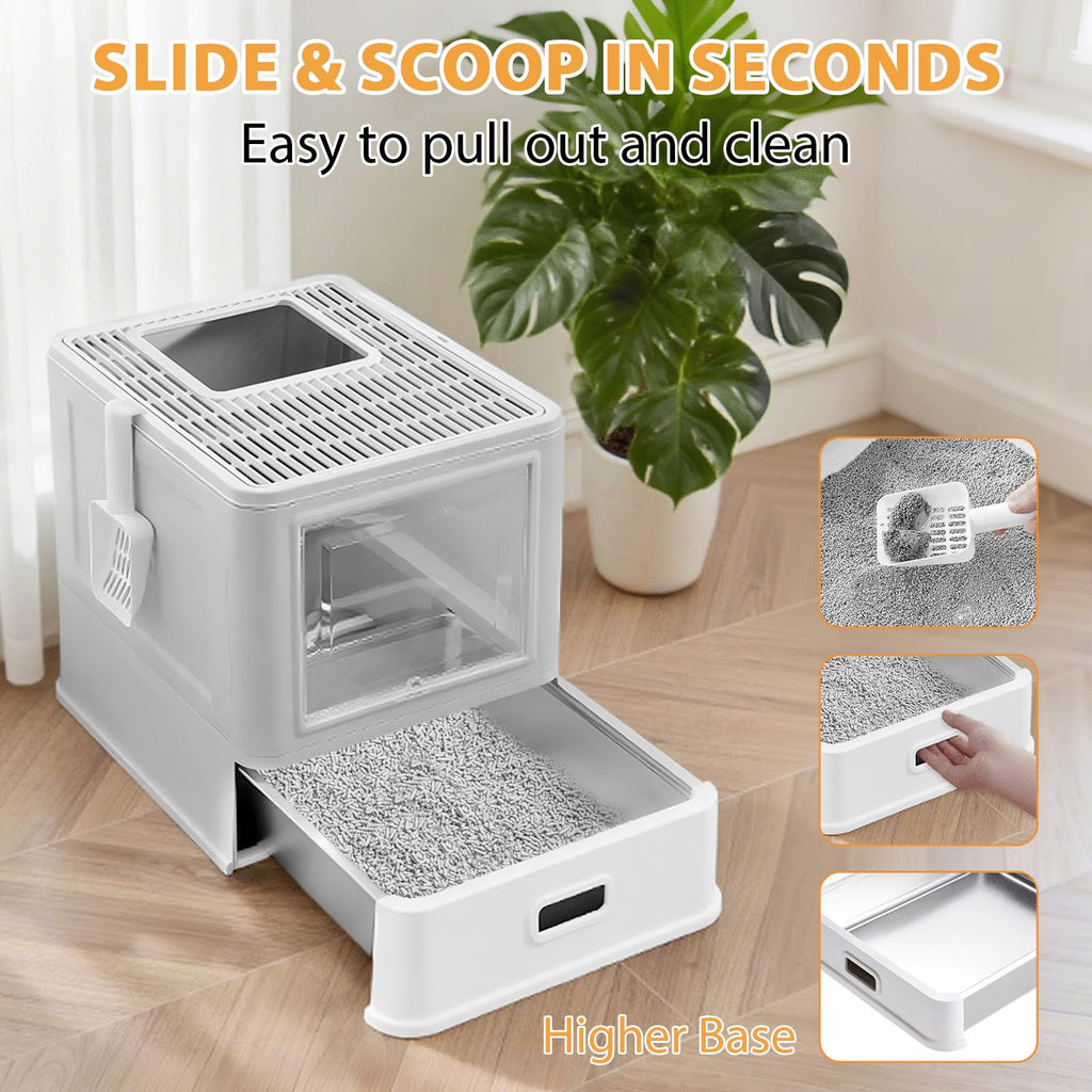 XL Stainless Steel Cat Litter Box with Drawer V6200
