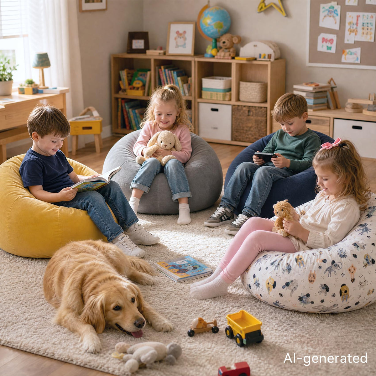 Kids Bean Bag Chair with Armrests F7842