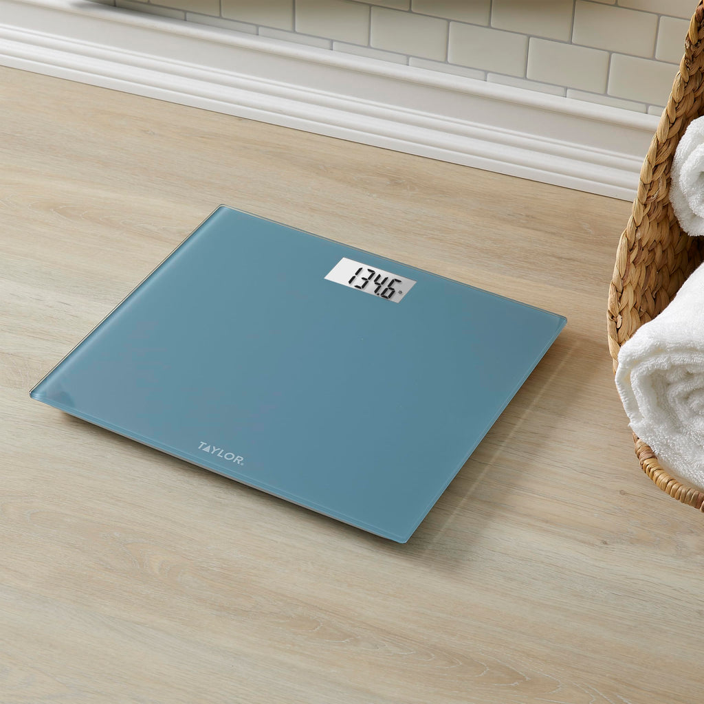 Digital Scale, Extra-Wide 13x15 Glass Platform, Slate Blue S140151